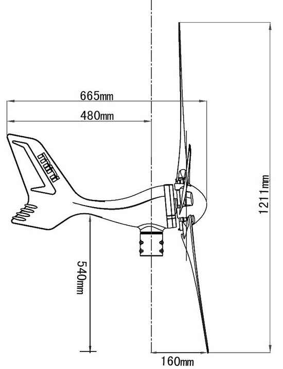 MINI 5风力发电机尺寸图