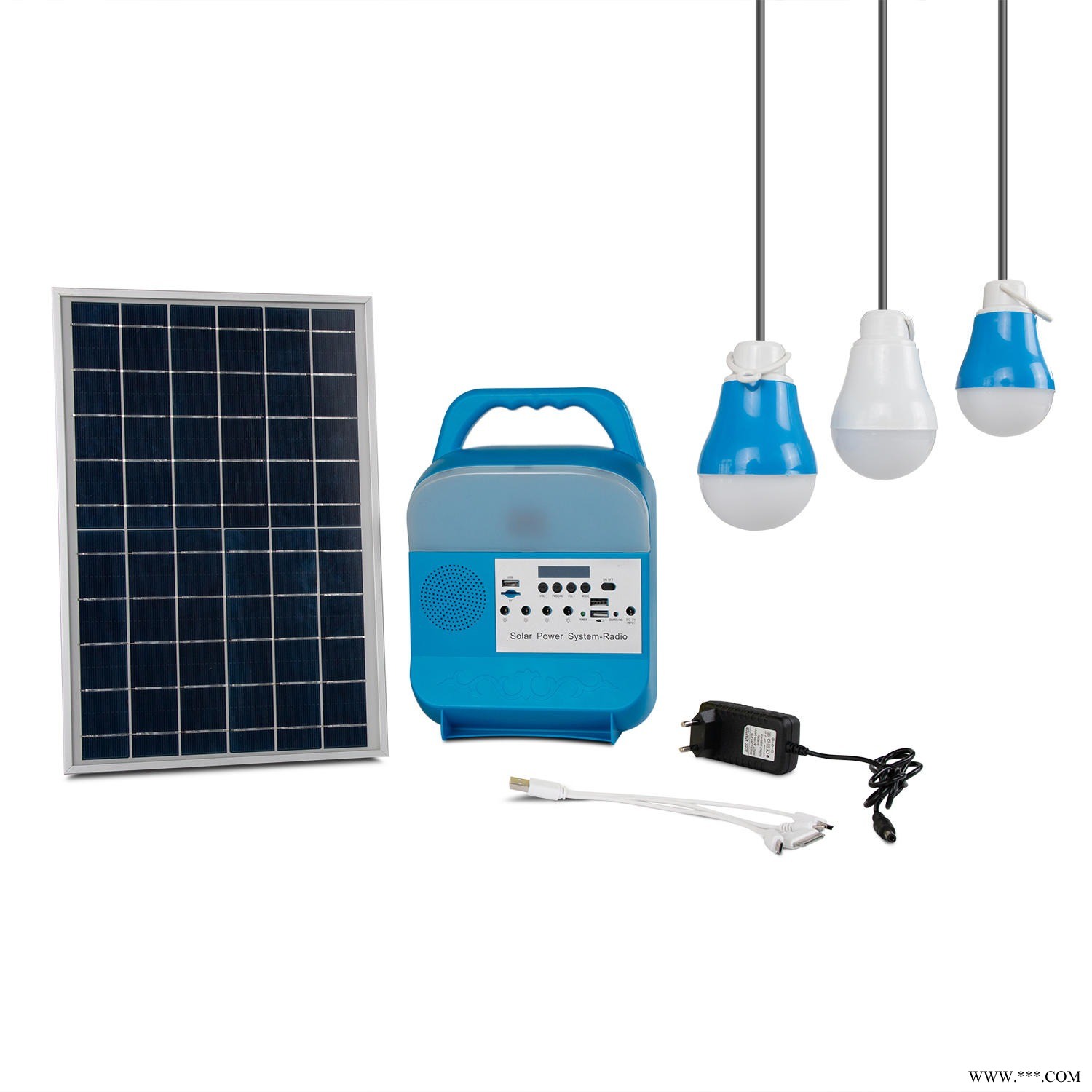 便携式太阳能LED灯FM收音机/MP3/移动电话充电器太阳能露营和家庭照明系统
