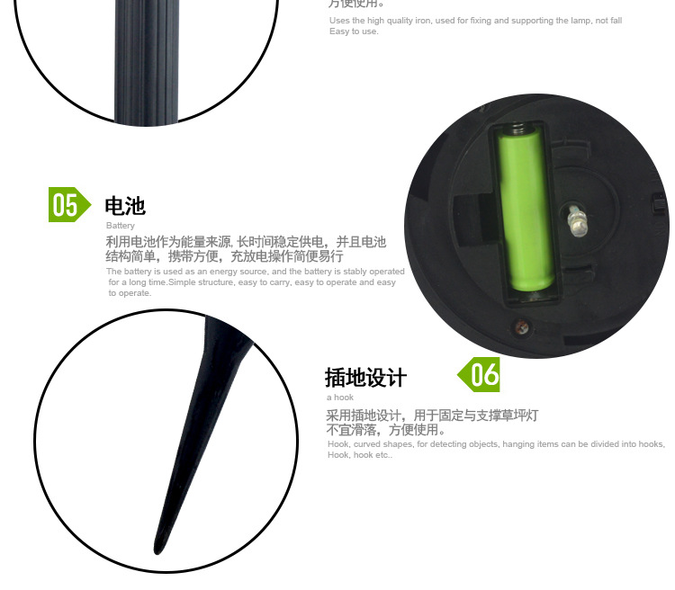 厂家直销 太阳能六角草坪灯 太阳能庭院草坪灯 太阳能插地灯示例图7