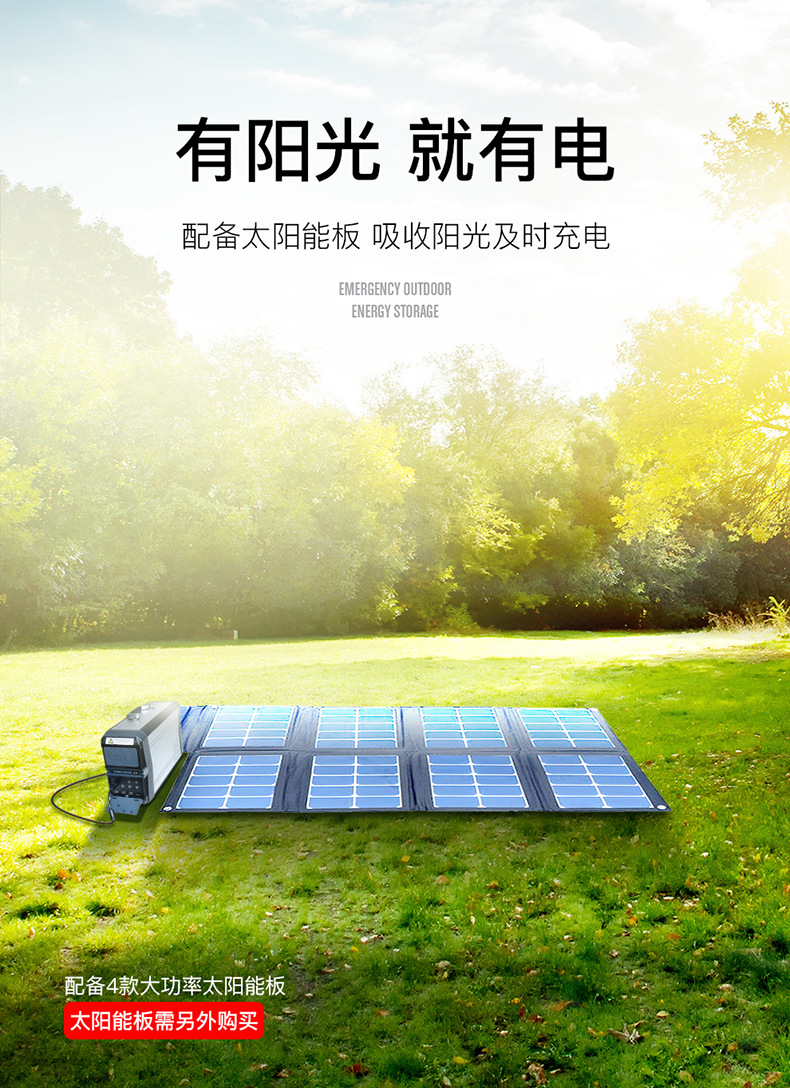 220V移动电源户外超大容量大功率车载应急1000W通用太阳能充电宝示例图6