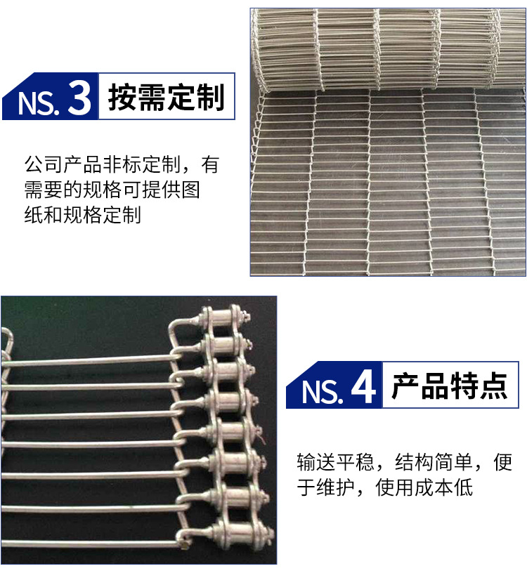 厂家直销304不锈钢乙型网带耐磨耐腐蚀太阳能光伏乙式传送带示例图6