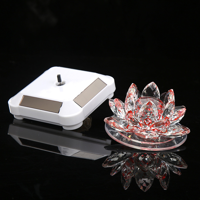 速卖通创意旋转水晶莲花太阳能汽车摆件香水座车载饰品外贸批发示例图6